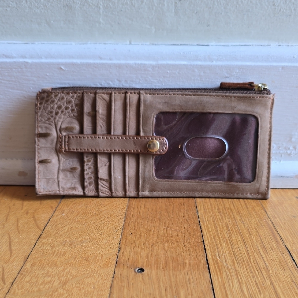 Brahmin, Long Wallet Card Case, Embossed Leather, VGUC, 7" L x 3" W